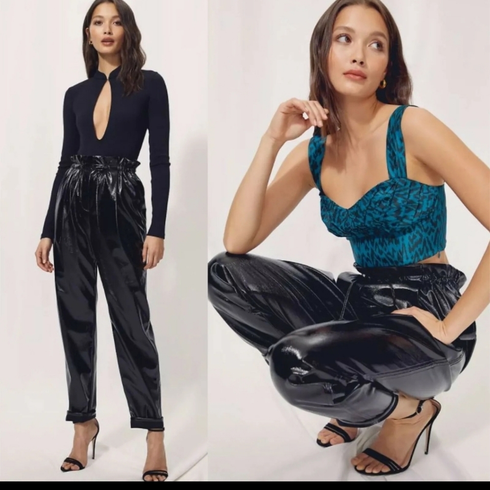 🌞 Aritzia Wilfred Jive Pant Faux Vegan Leather Pants High-rise Gathered Waist S